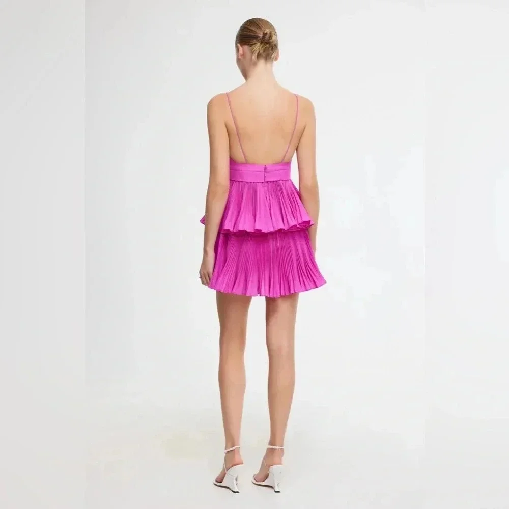 Acler Griffith Ruffled Mini Dress with Spaghetti Straps Size 10 - Picture 2 of 10